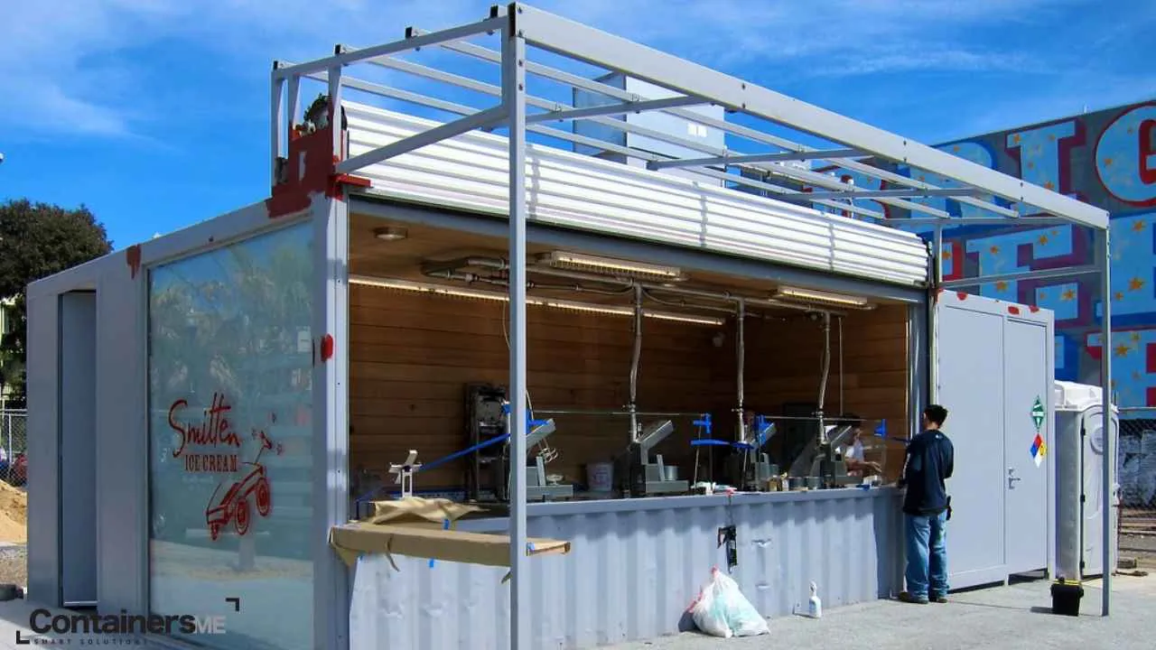 Container retail store made using shipping container