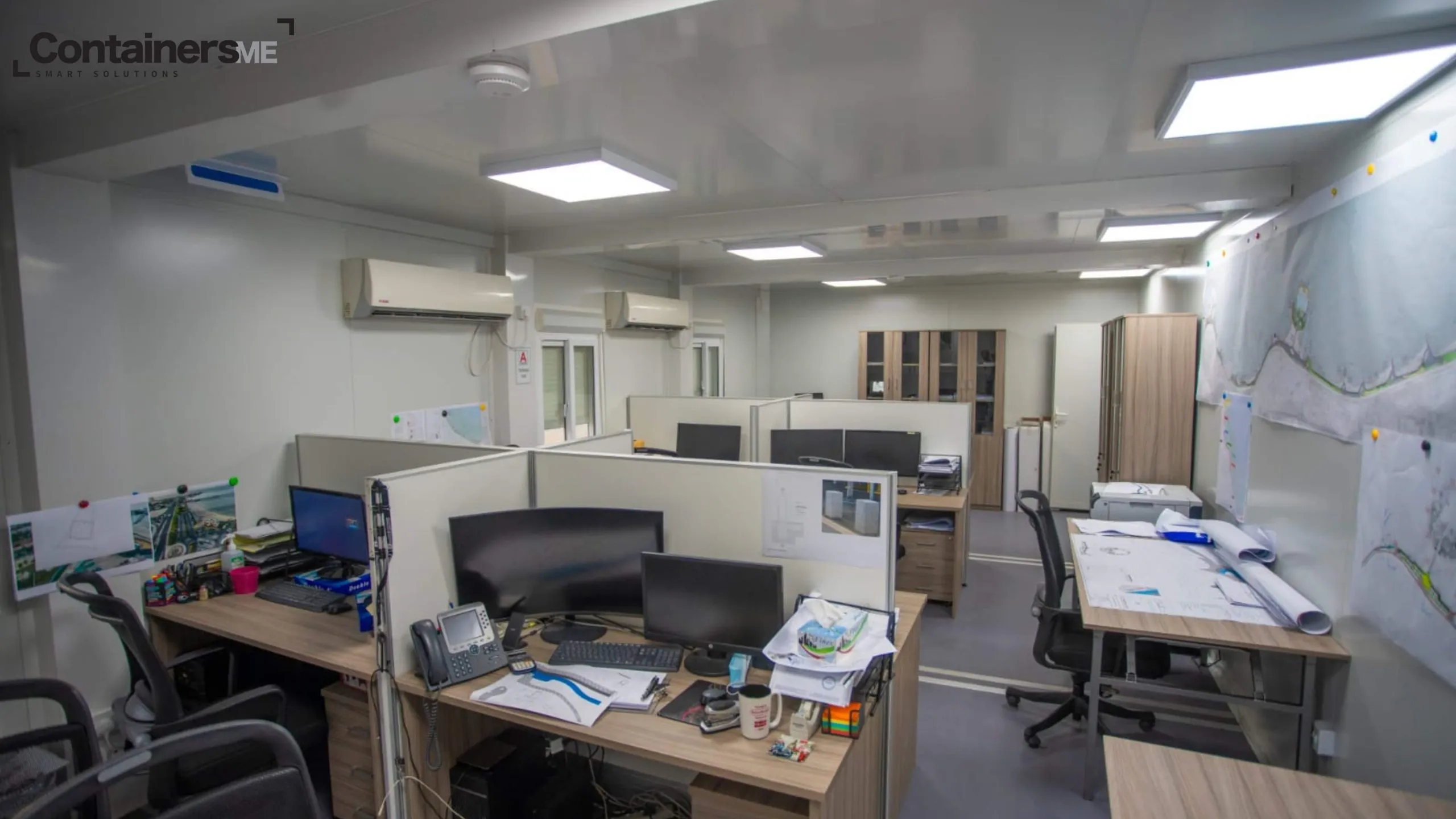 inside of a temporary site office made using modular mobile container