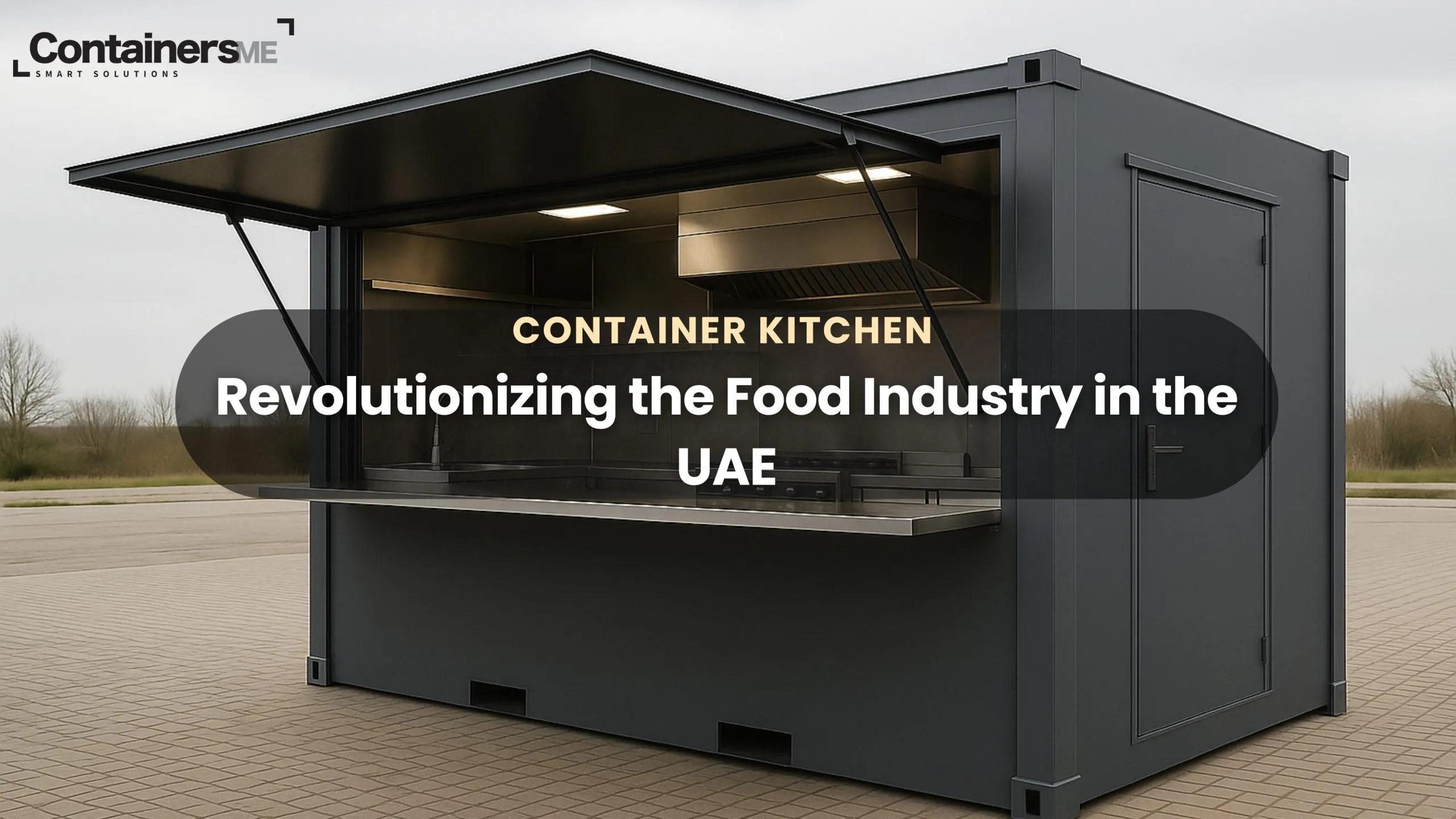 mobile kitchen made using black modular mobile container