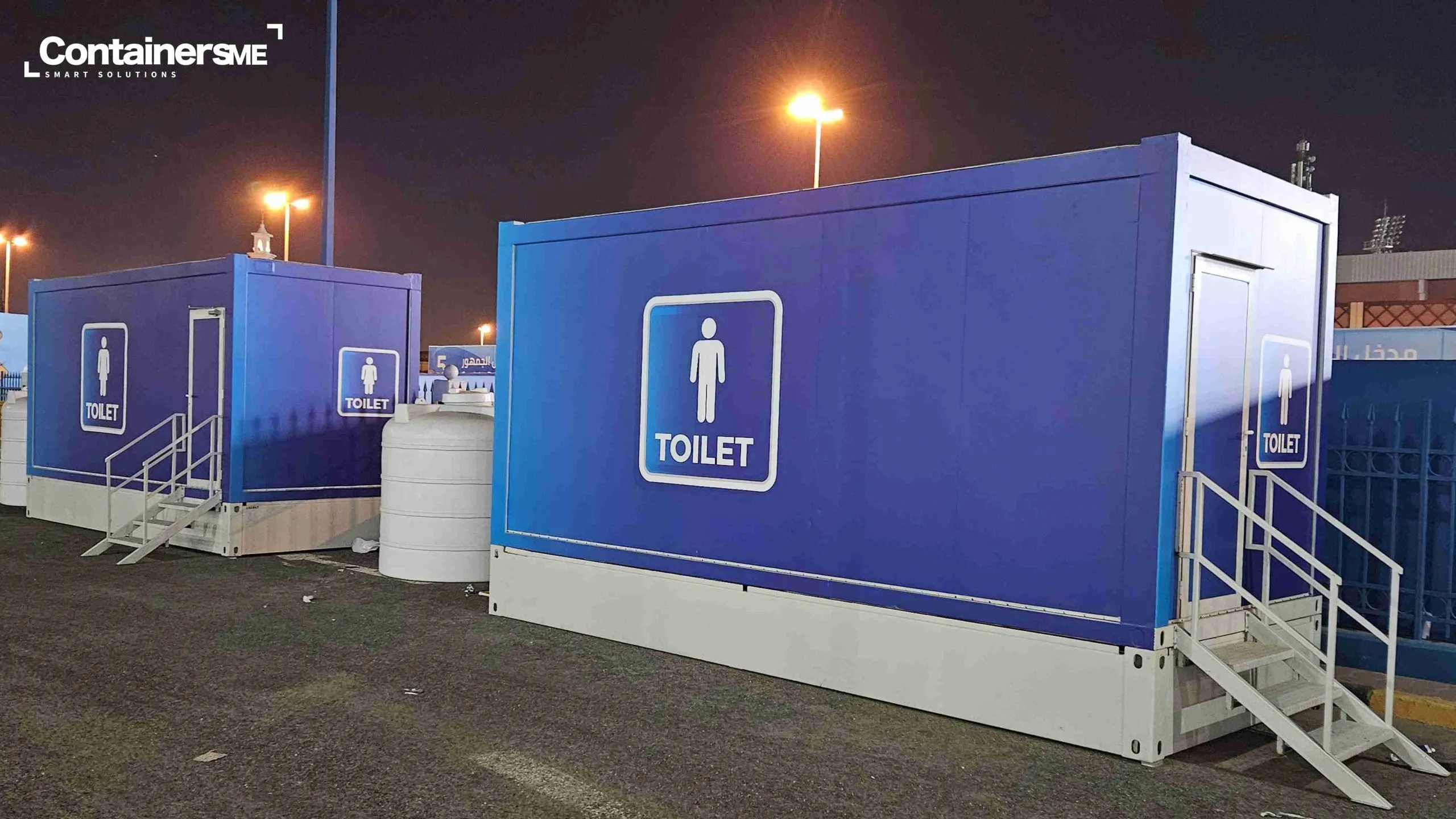 Mobile container toilet attached with septic and water tanks available for both rental and sales