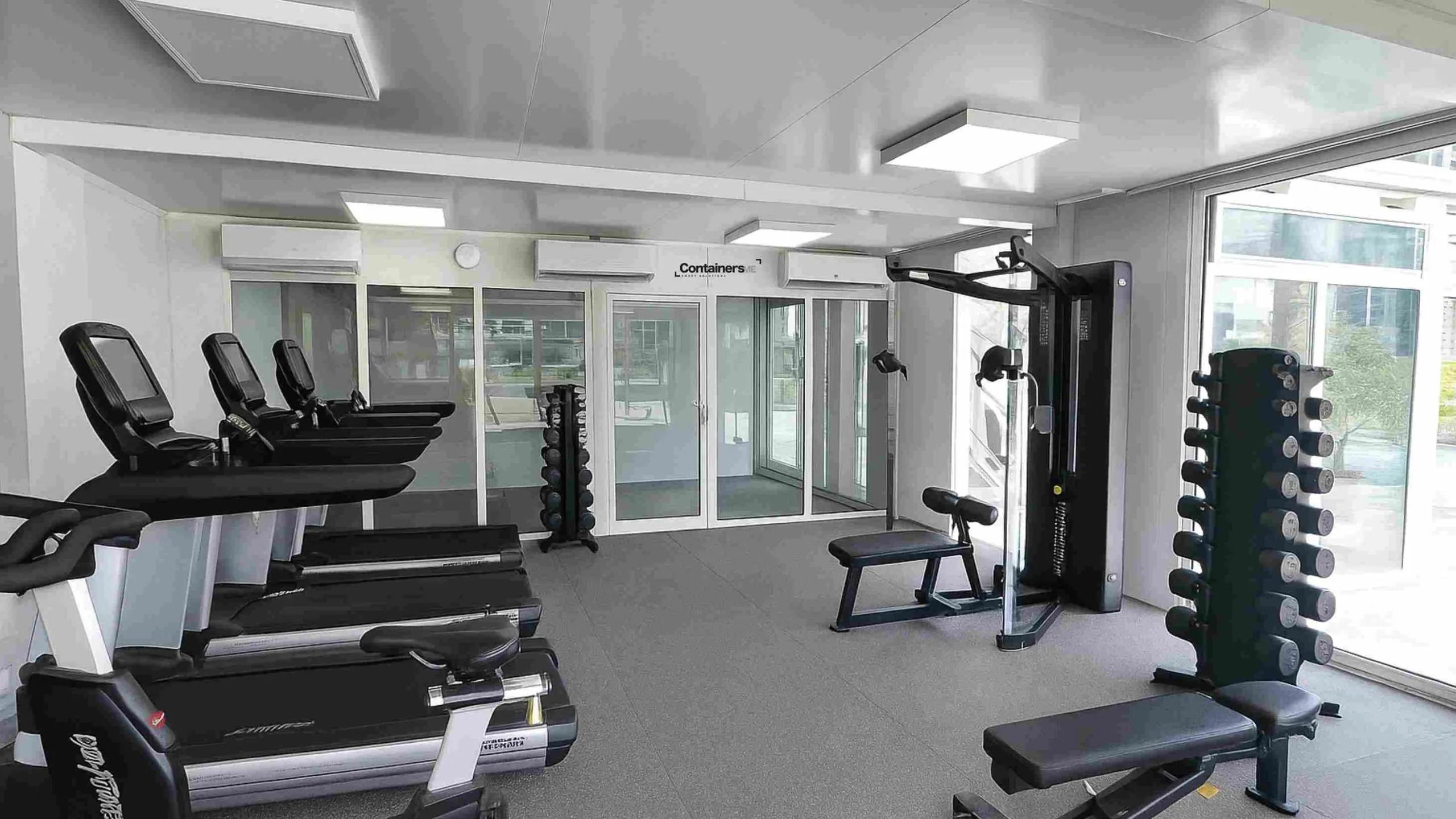 mobile container gym made using modular mobile container