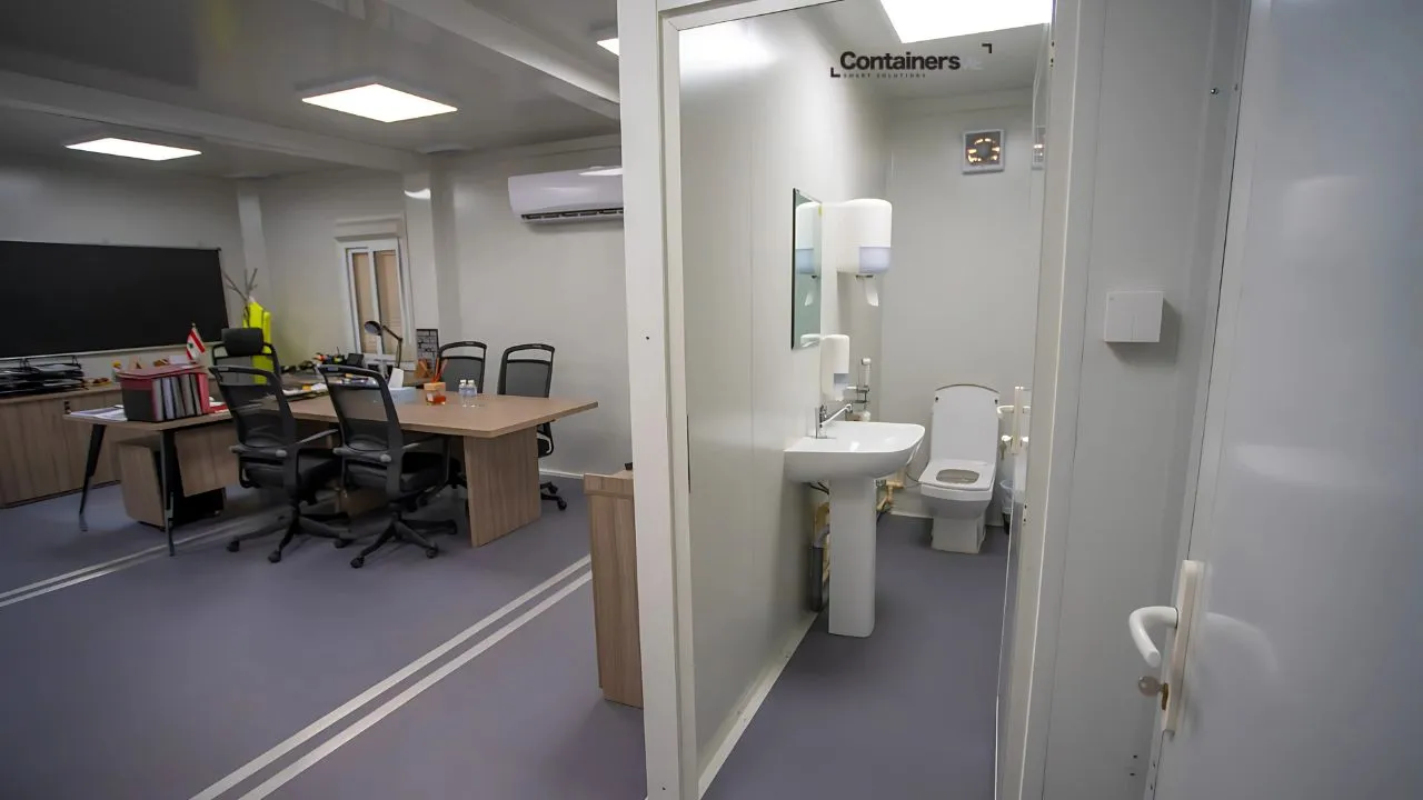 inside room of a Container site office made using modular mobile container
