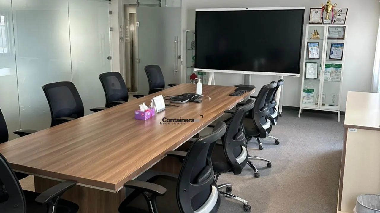 inside meeting room of a Container site office made using modular mobile container