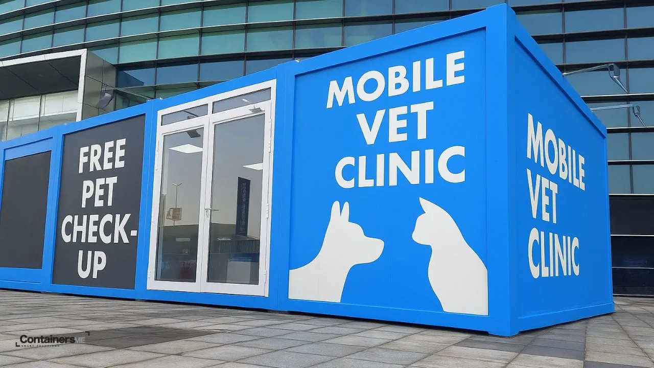 container vet clinic made using modular mobile container