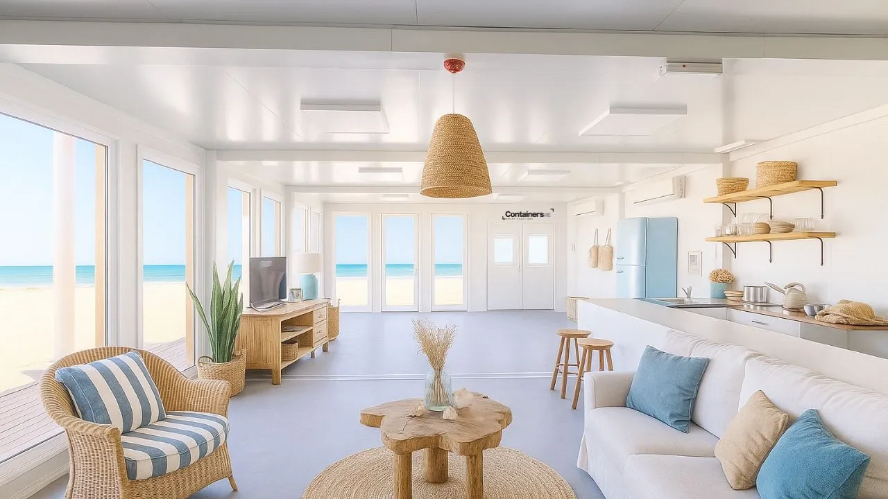 container beach house made using modular mobile container