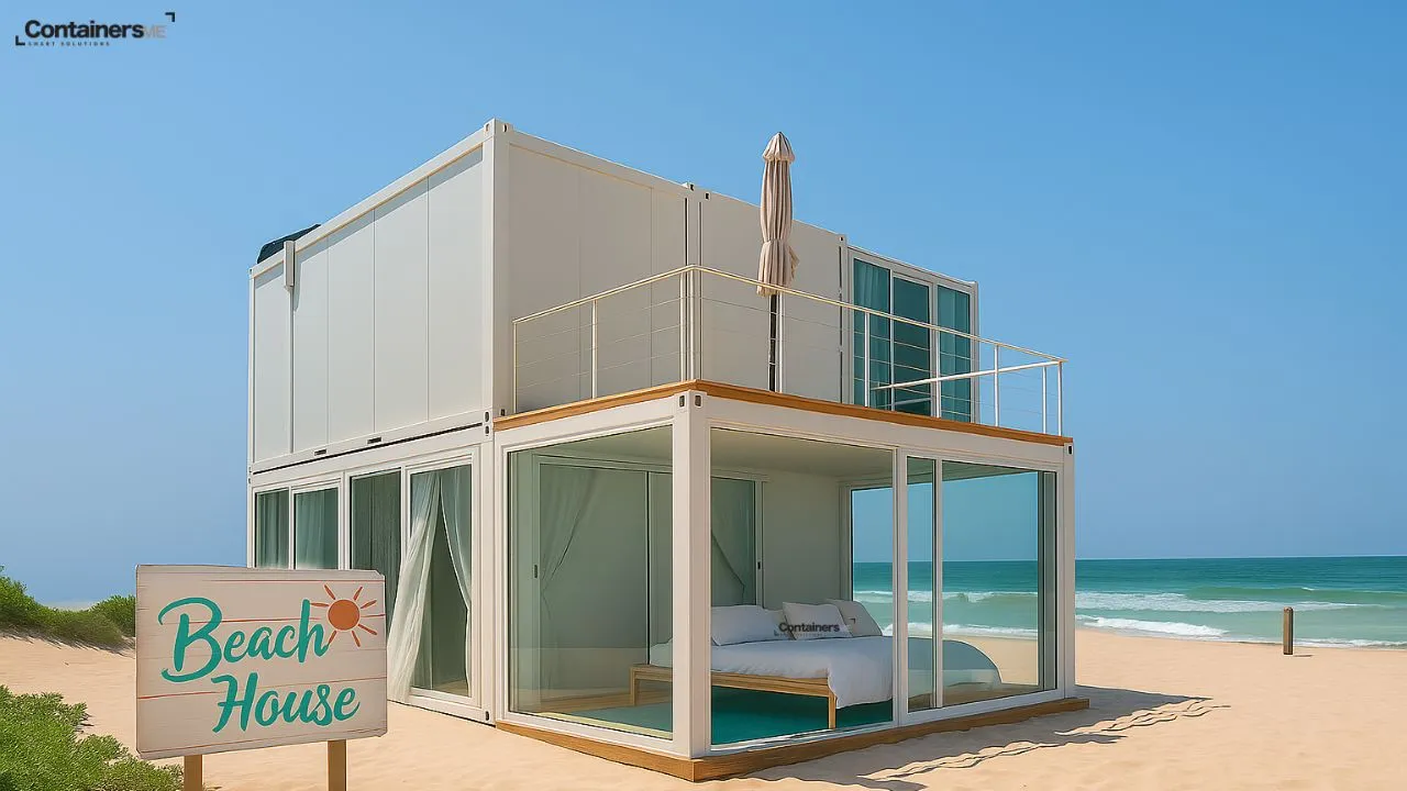 container beach house made using modular mobile container