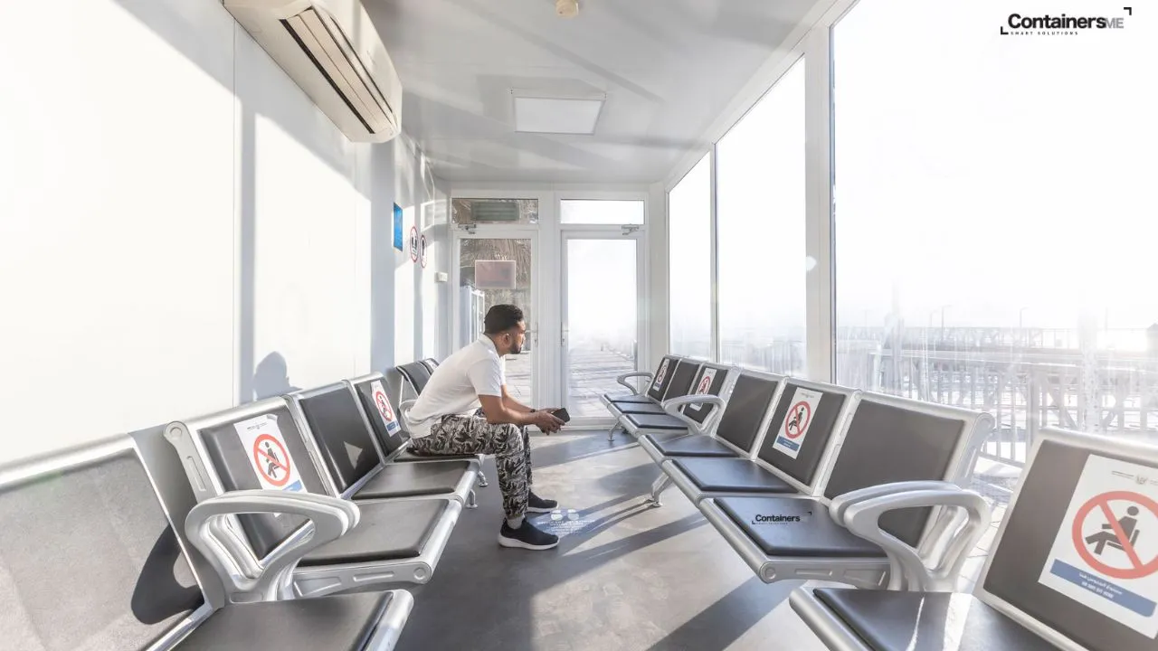 inside of a prefabricated container bus stope made using modular mobile container